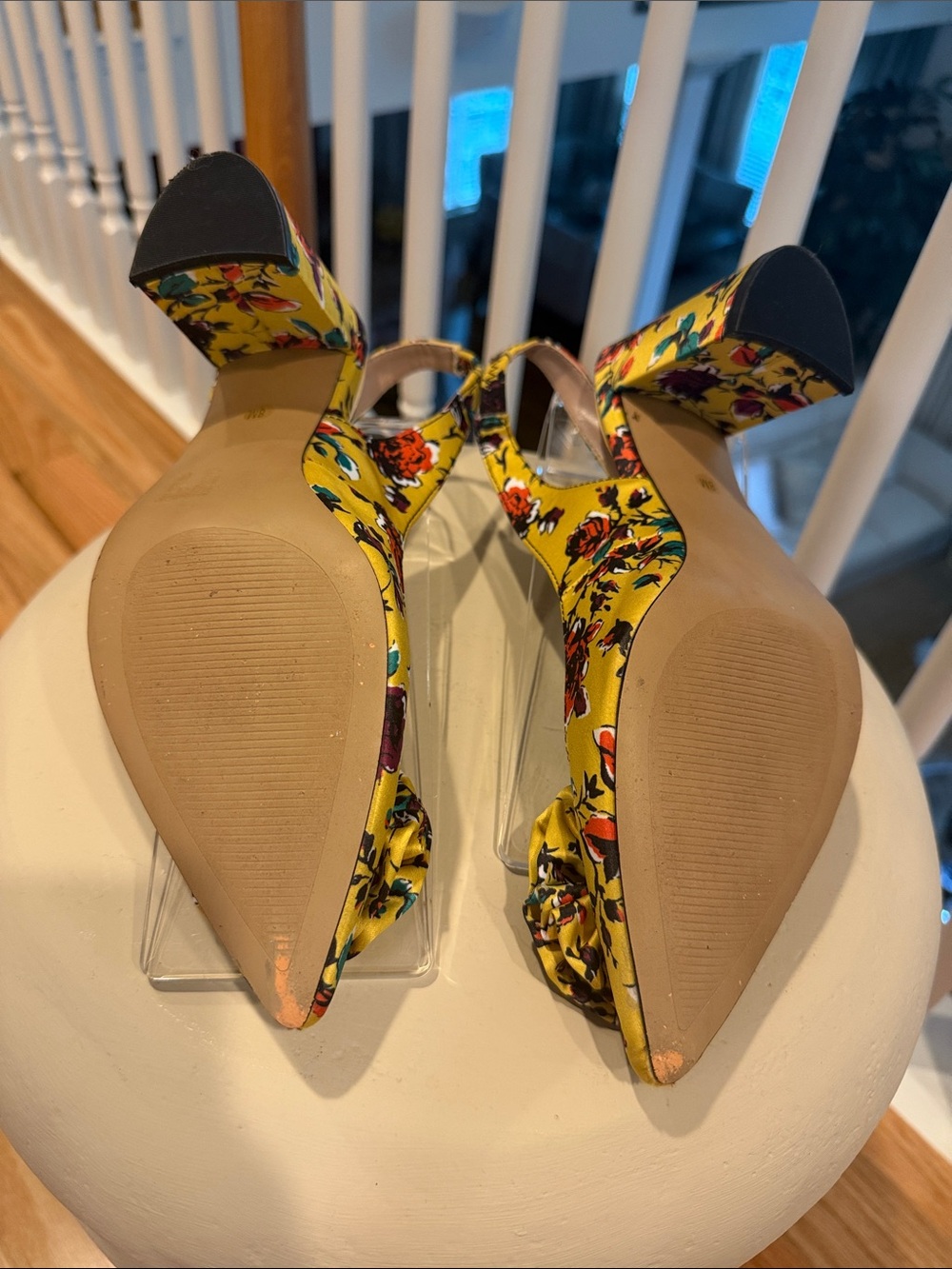 Betsey Johnson "Nettie" Yellow Floral Slingback Block Heels – Size 8 - Picture 6 of 13